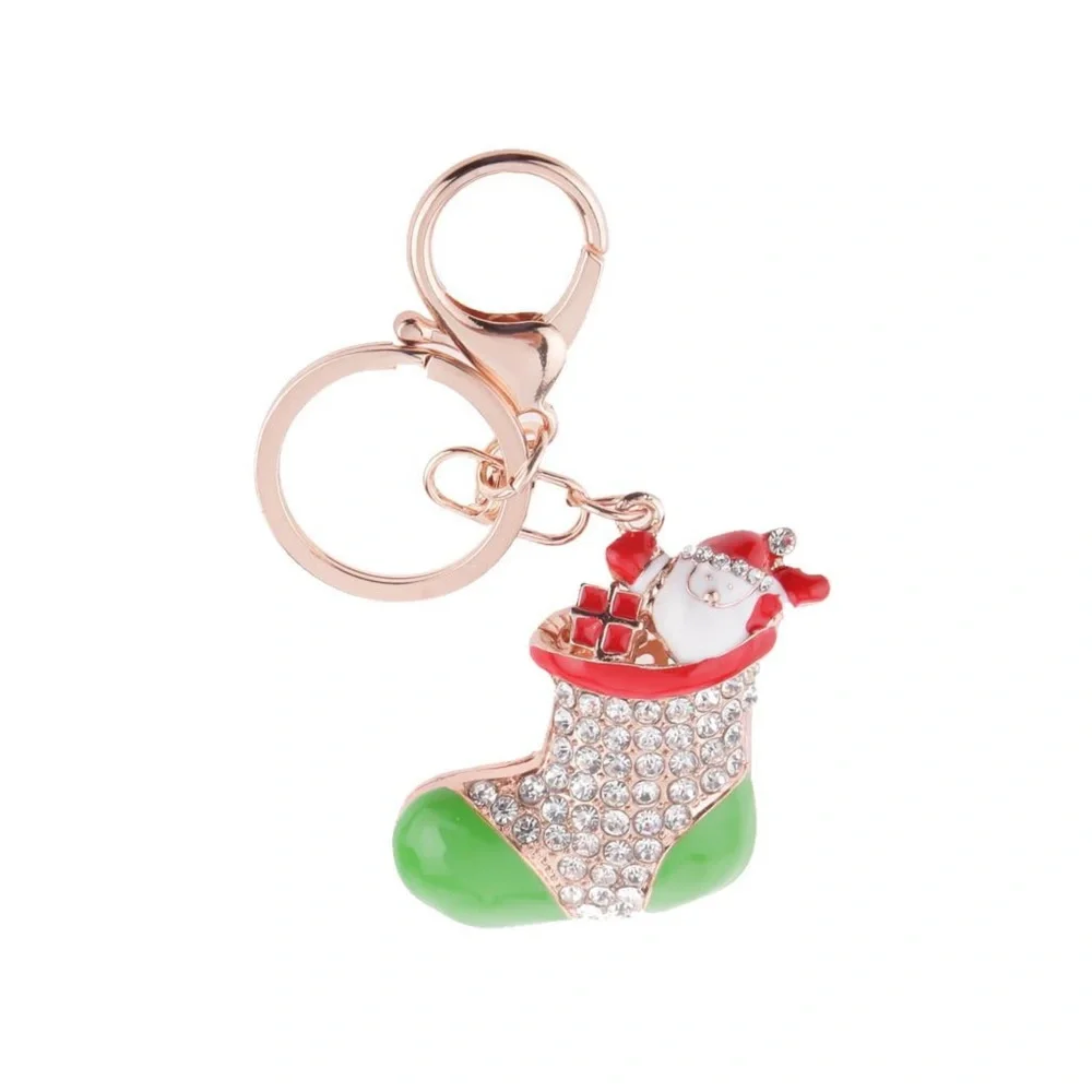 🎅🏻 SALE Christmas Stocking holiday keychain or bag charm red green and gold